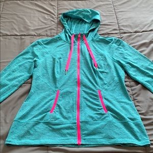 Aqua and hot pink activewear jacket size L